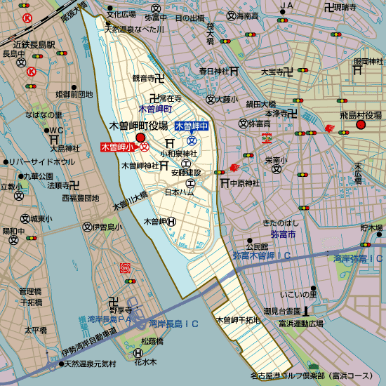 木曽岬町学区地図