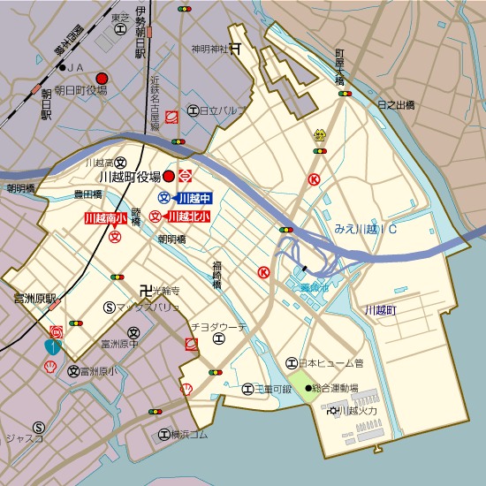 川越町学区地図